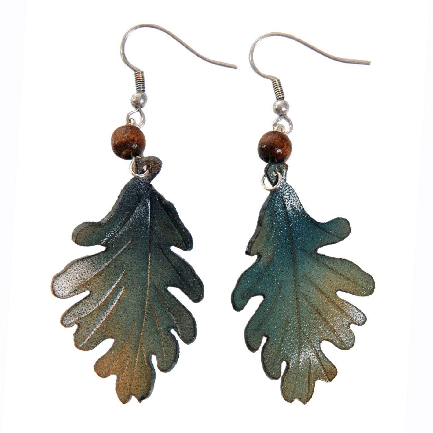 Boucles d’oreilles feuilles en cuir — Fleurs de Peaux