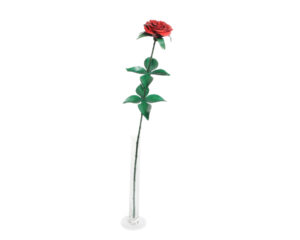 rose en cuir sur tige en bois